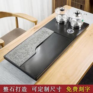 一体全自动家用烧水壶底部上水石头茶台电磁炉 乌金石茶盘茶具套装