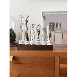 玻璃试管干花果实植物标本实木底座干花装饰桌面客厅摆件送闺蜜