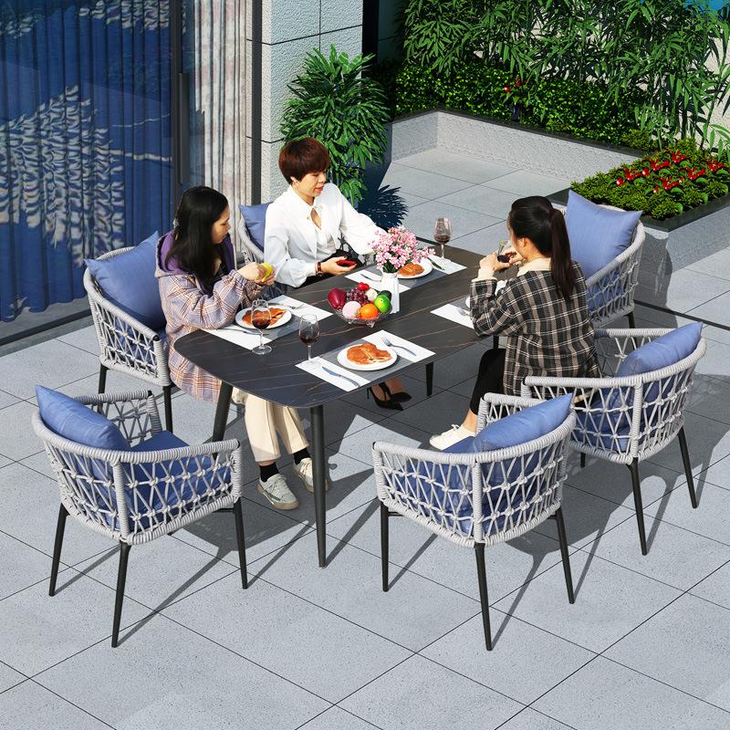 北欧户外休闲桌椅庭院露天阳台餐桌网红藤椅工程现代简约家具