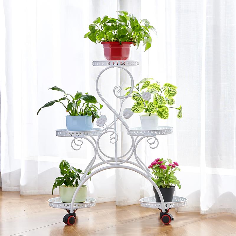 花架子多层铁艺客厅室内阳台植物置物架落地式多层带轮绿萝花盆架
