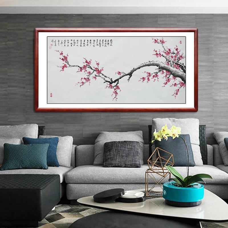 国画梅花木框装裱纯手绘真迹客厅装饰画写意花鸟画定制中国水墨画