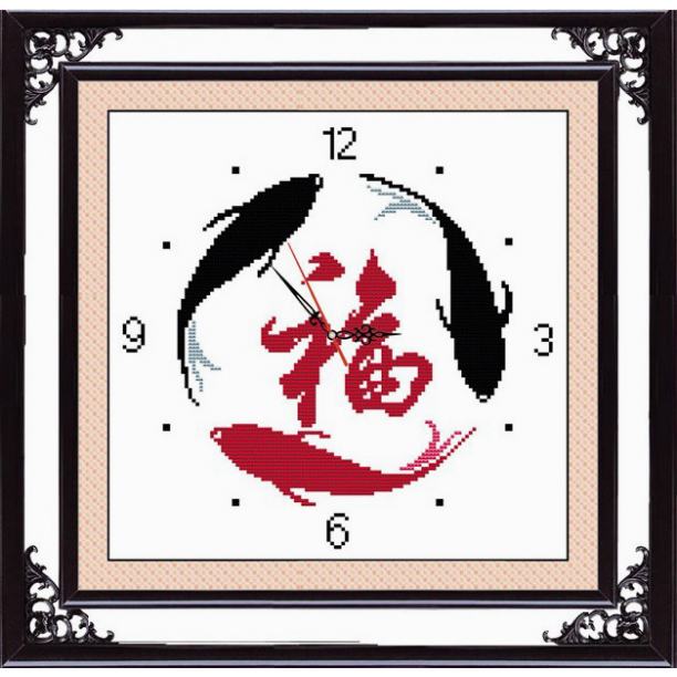 映美十字绣2025年钟表线绣新款年年有余鱼福图简单好看新手儿童初