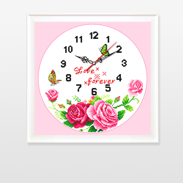 映美刺绣十字绣2025新款线绣时钟钟表闹钟挂钟适合餐厅卧室挂的新