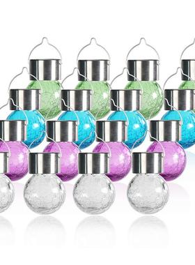 太021饰阳能悬挂吊灯 户外花园节日活动装球灯LD纹七彩裂球太阳E