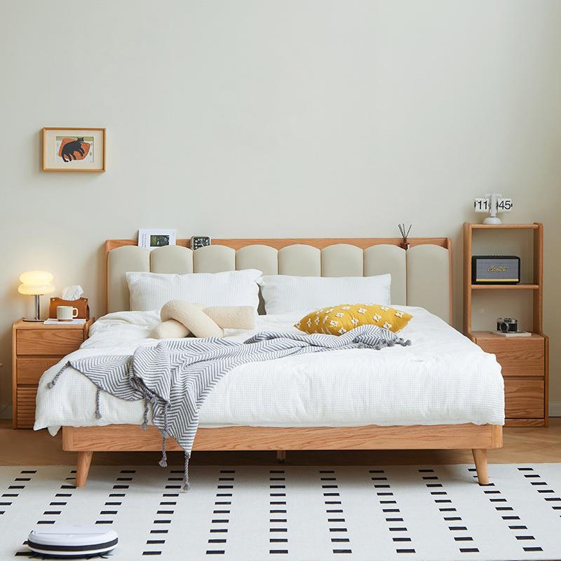 北美红橡木双床18米主卧婚.床钢琴键简约北欧实木人床1.WA0242米