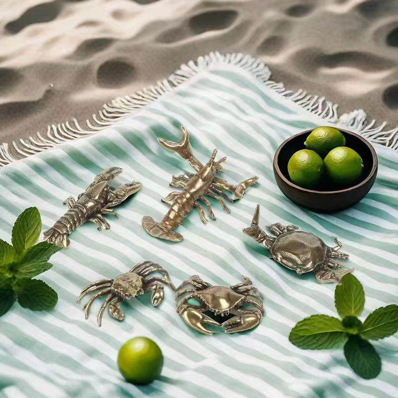 镀铜金钱螃蟹横财将军小龙虾力士摆件家居桌面办公室笔架古玩摆件