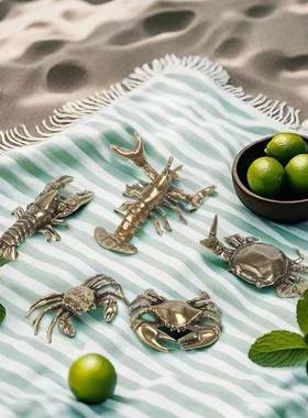 镀铜金钱螃蟹横财将军小龙虾力士摆件家居桌面办公室笔架古玩摆件