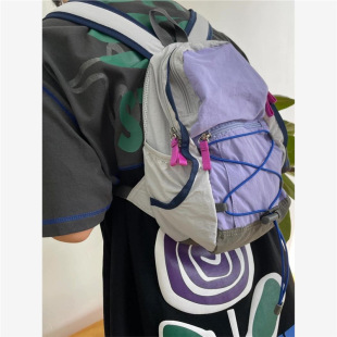 户外双肩包撞色登山包野餐复古小书包轻便旅行包轻薄徒步小背包男