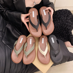 人字拖女2025新款 简约厚底夹脚沙滩凉拖 夏季 居家防滑耐磨外穿时尚