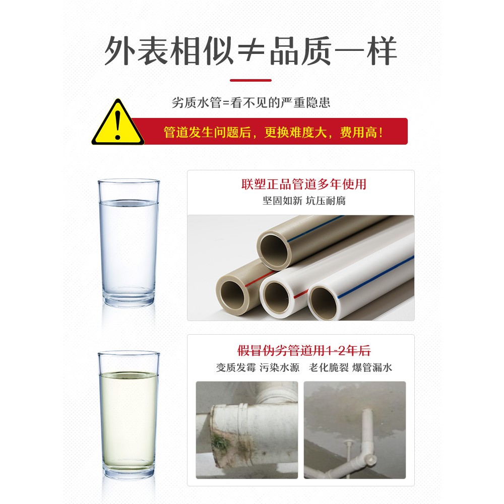 Lesso联塑ppr水管热熔配件自来水管25冷热水管4分20ppr水管暖气管