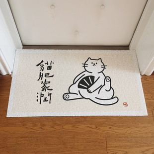 简约猫咪丝圈进门口K防滑pvc可擦洗玄关垫子 地垫入户门垫家用日式