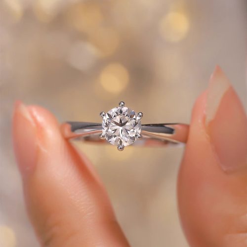 GIA天然钻石Pt950六爪天然钻戒1克拉情侣对戒结婚求婚戒指送女友