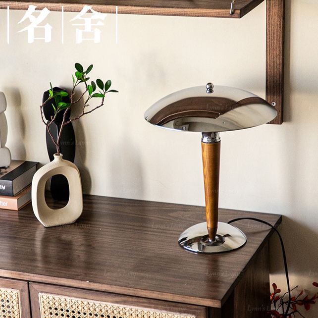 中古实木台灯日式书房卧室床头侘寂风民宿ins美式复古胡桃木灯具