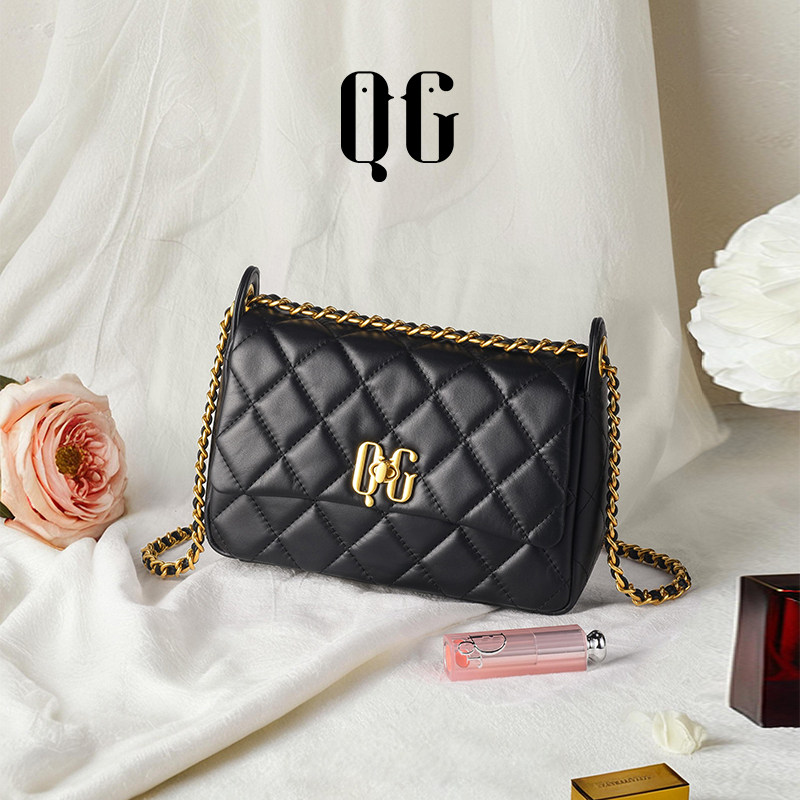 【新年礼物】QG包包女2026新款头层牛皮单肩斜挎包轻奢菱格链条包,箱包皮具/热销女包/男包,小方包,淘宝优惠券,粉丝福利购,淘宝优惠卷