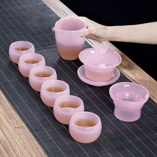 功夫茶具白玉茶壶套装 琉璃茶具茶杯玉瓷办公室会客个性 家用中国风