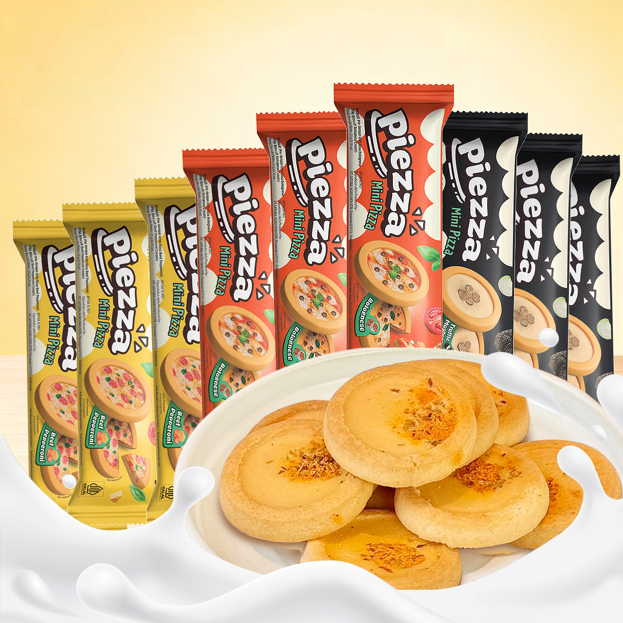 印尼进口Piezza即品披萨饼干黑松露风味儿童办公室零食番茄肉酱味