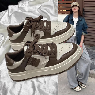 香港真皮小白鞋女2026春季新款百搭韩版厚底松糕软底运动休闲板鞋