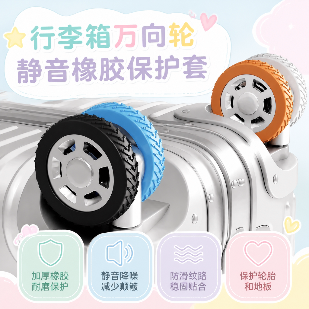 行李箱轮子保护套旅行箱万向轮橡胶胶套耐磨降噪轮胎保护套