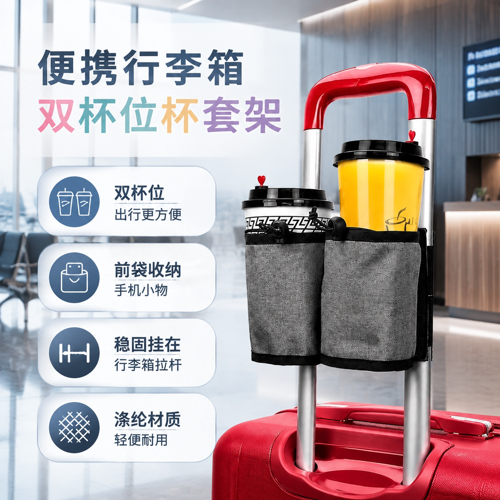 旅游行李箱杯架水杯固定拖拉杆箱杯套外出旅游随行杯托配件