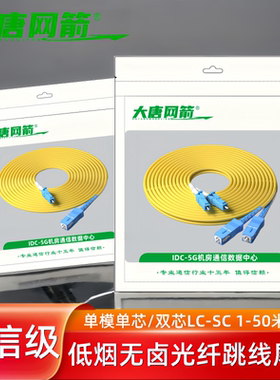 大唐网箭 光纤跳线单模双芯LC-SC/UPC1/2/3米5/10/15/20/25/30米电信级lc-sc尾纤延长熔接黄色低烟无卤光纤线