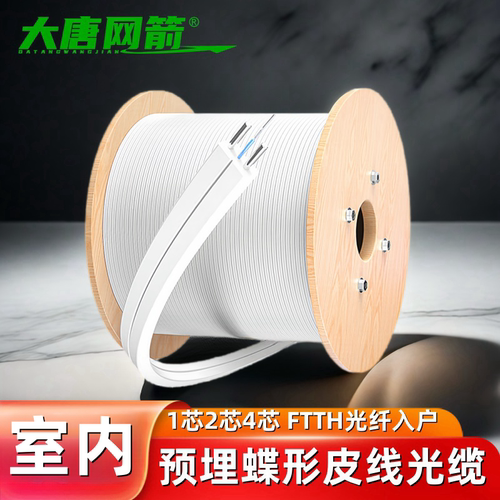 大唐网箭 FTTH光纤线室内皮线光缆室内2钢丝单芯皮纤双芯皮缆电信级三网合一室内1芯2芯4芯光纤入户延长线