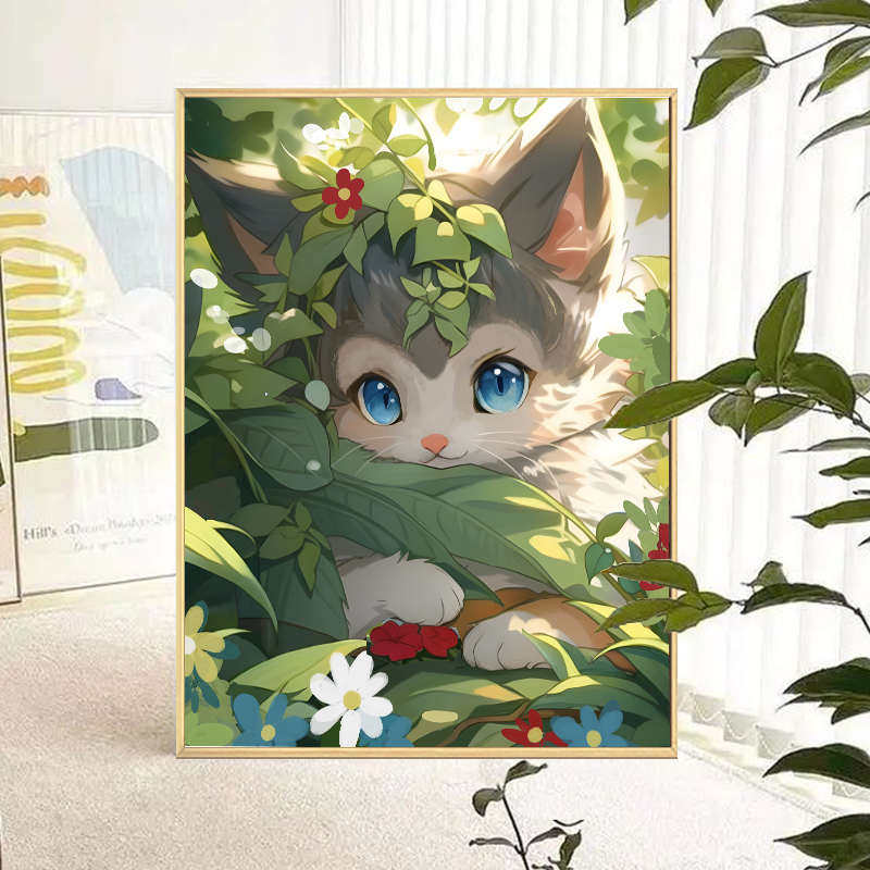 5d钻石画2025新款满钻高级感猫咪贴画卧室客厅床头手工diy十字绣