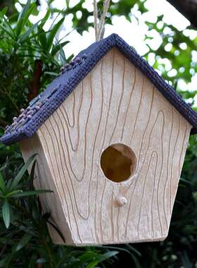 户外树脂鸟窝挂件鸟屋别墅花园庭院公园幼儿园装饰品挂饰园艺摆件