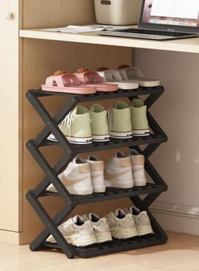 简约黑色宿舍鞋架可折叠大学生桌下置物架租房小型迷你鞋柜可折叠