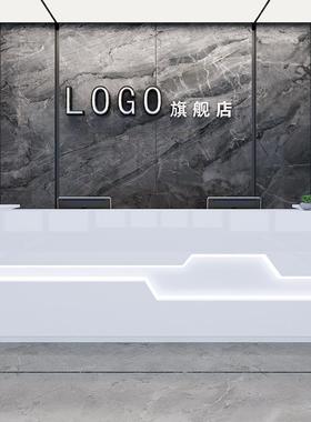 烤漆前台桌公司接待台白色简约酒店带灯前台美容院收银台办公桌