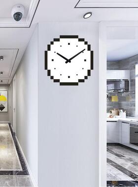 我的世界周边简约像素创意时钟家用客厅北欧挂钟墙面装饰钟表
