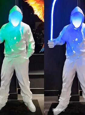 无脸卫衣男人物雕塑商场酒馆餐吧网咖电竞台球店美陈装饰落地摆件