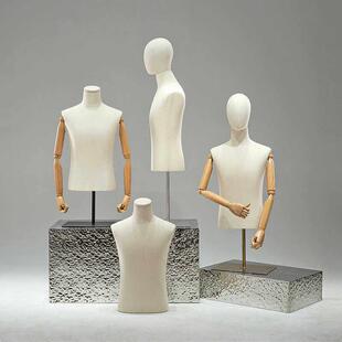 高端服装店模特道具男士半长台式人体模特架男士服装店头部人体展