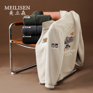 夹克外套8652 重工加厚保暖男生冬季 冬新品 老鹰刺绣摇粒绒国潮爆款