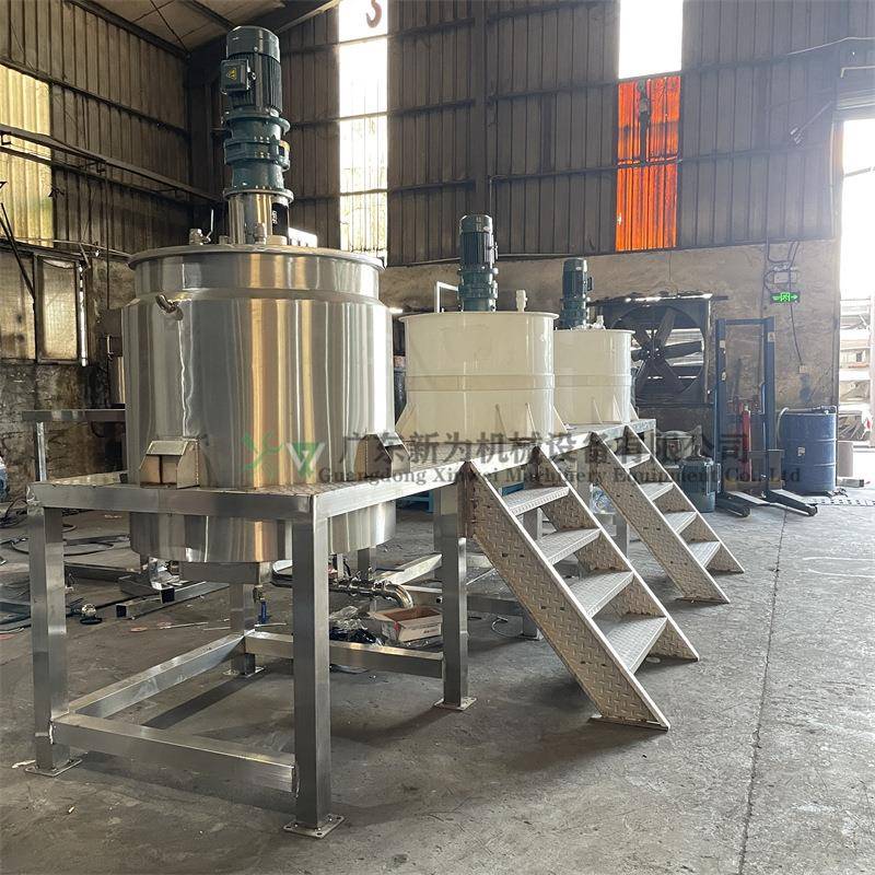 304不锈钢电加热搅拌罐洗衣液双层电加热搅拌桶操作平台混合罐