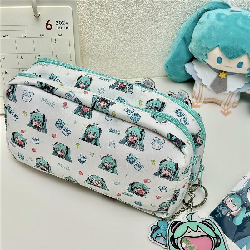 初音未来大容量笔袋miku三层痛包多功能多层透明吧唧收纳袋铅笔袋