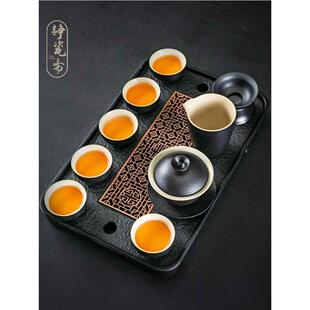 黑陶功夫茶具套装 中式 简约家用整套办公室盖碗茶杯泡茶壶