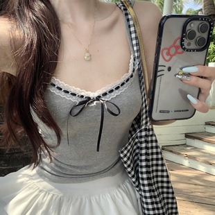 顯瘦內搭上衣女 德國純欲風辣妹吊帶小背心帶胸墊外穿舒適蕾絲修身