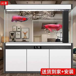 2025款 超白鱼缸客厅家用大型龙鱼缸屏风底滤金鱼缸隔断墙