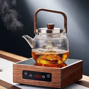 花茶泡茶烧水养生壶家用电陶炉煮茶器 耐热玻璃提梁蒸汽煮茶壶日式