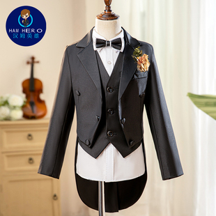 男童西装套装主持人燕尾服少儿钢琴演奏演出服青少年正装晚会服装