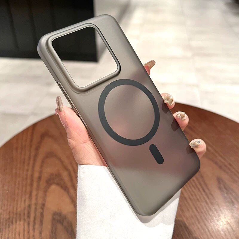 高清透明磨砂磁吸大孔手机壳适用小米15pro超薄14Ultra简约黑白色13全包边裸机手感高级感不发黄亚克力男女硬