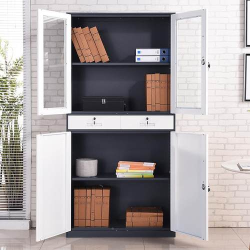 办公文件柜柜柜 铁皮钢制财务凭柜证员工储物带锁档--案资料柜