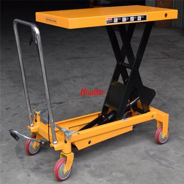 现货吨升高升1米PT1000A手动升降平台液压PT1000AB台车脚1踩式平