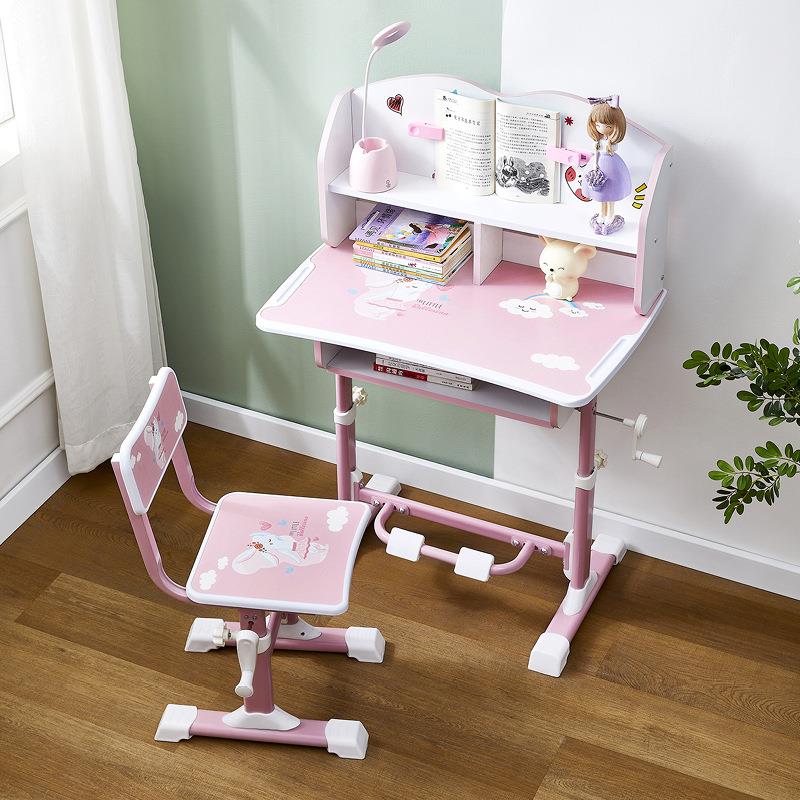 中小学生学习桌椅调节书架学习桌椅一体桌字家用儿可升可降写台童