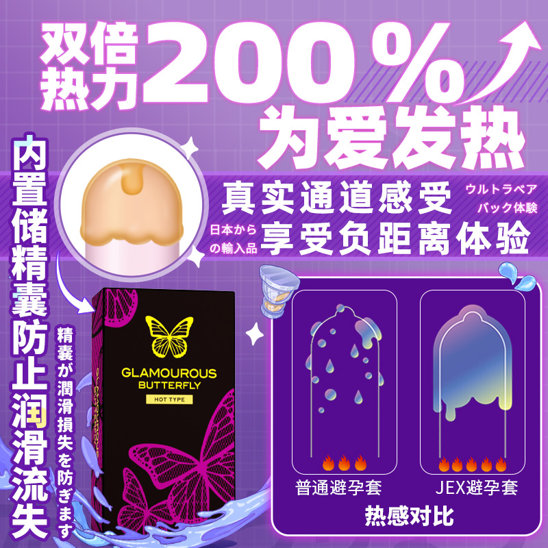 捷古斯热感蝴蝶玻尿酸正品避孕套