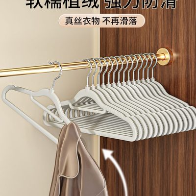 植绒衣架家用挂衣整理师专用收纳师挂毛衣无痕防滑衣柜晾衣服撑子