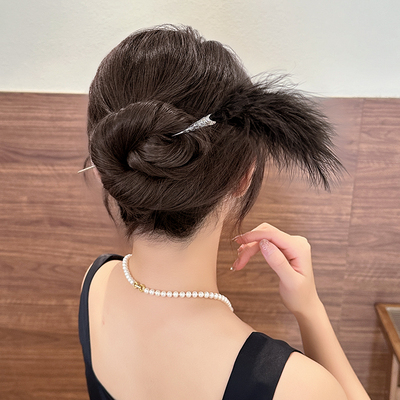 羽毛发簪新中式2024新款