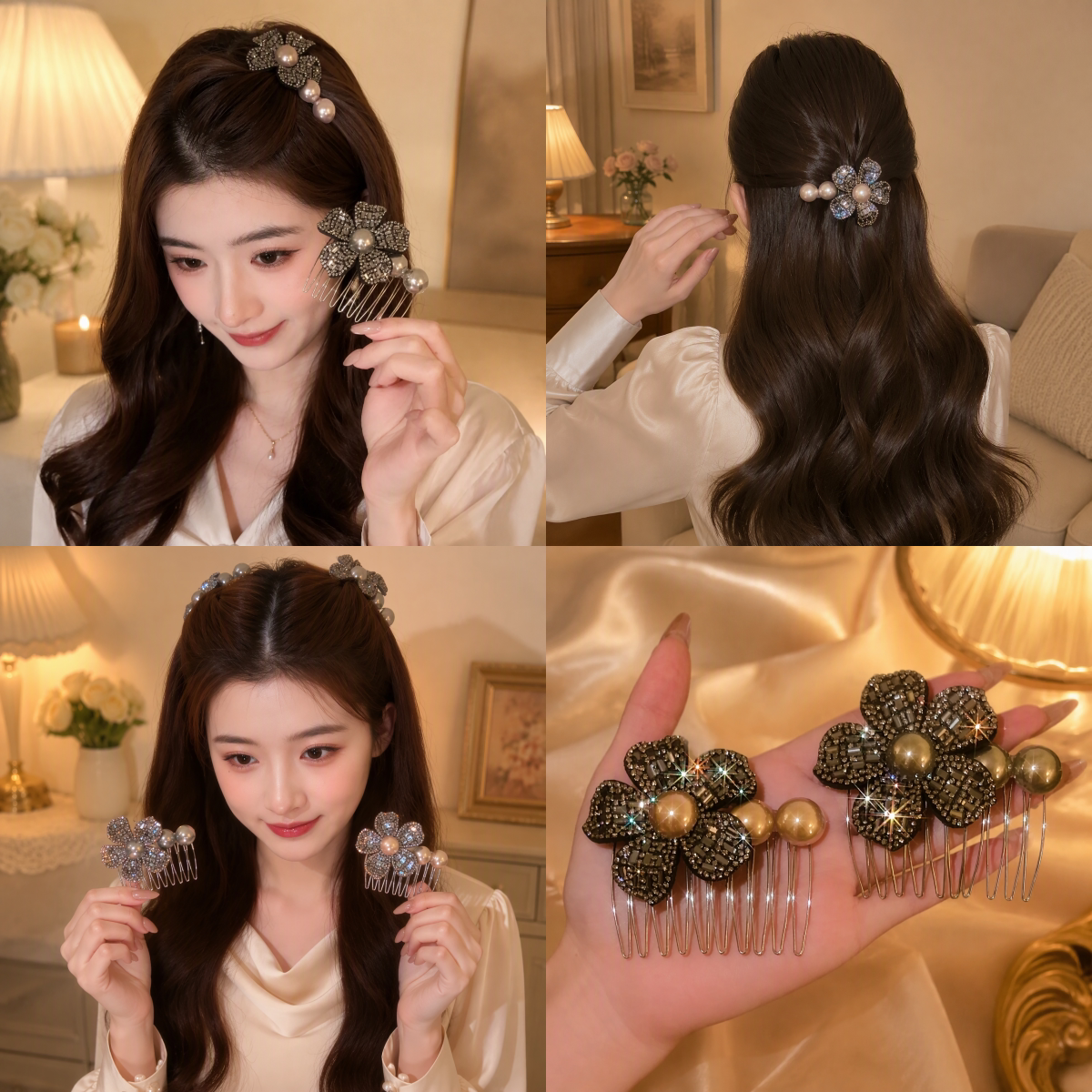 倒插梳女后脑勺半扎发夹碎发梳