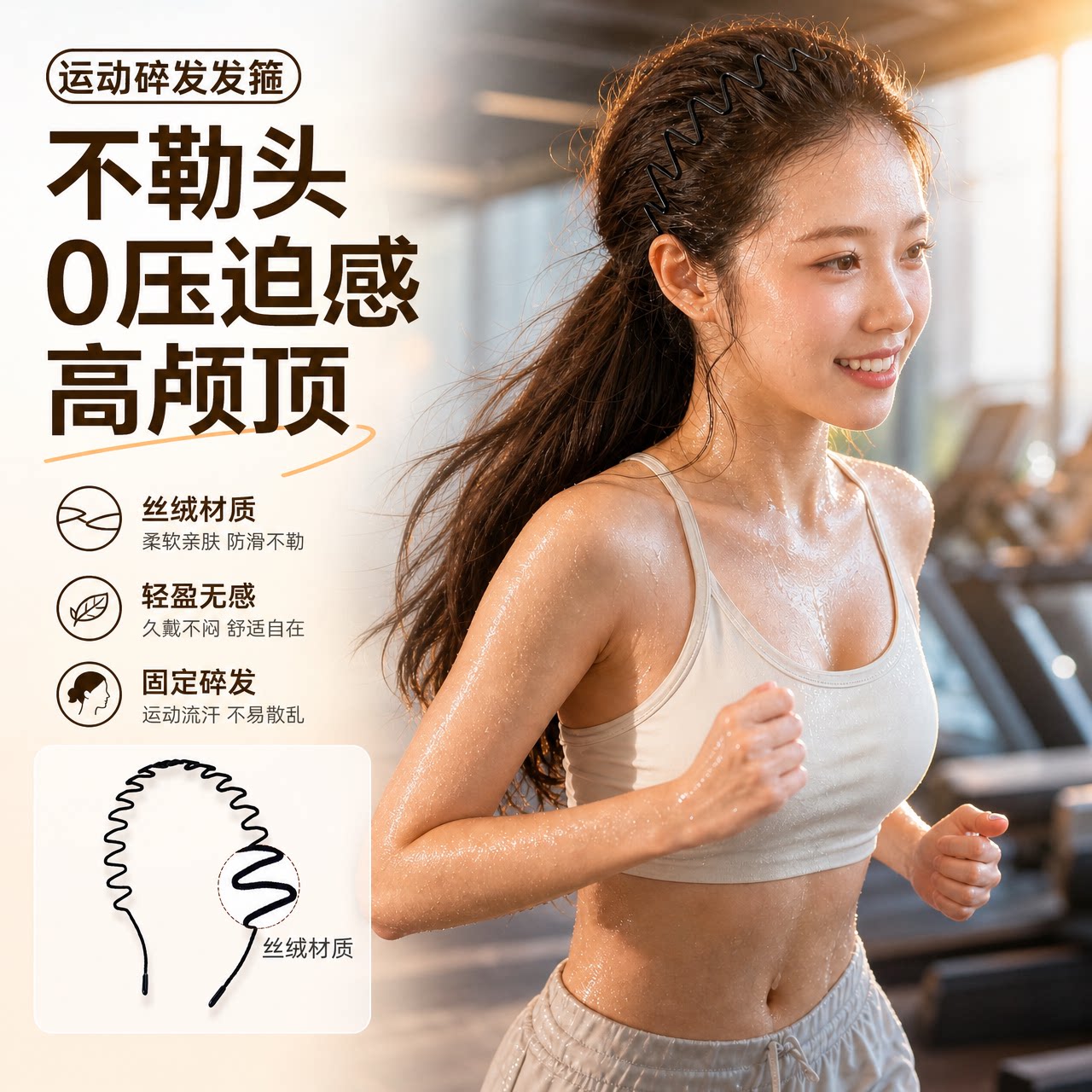 丝绒防滑不勒高颅顶发箍