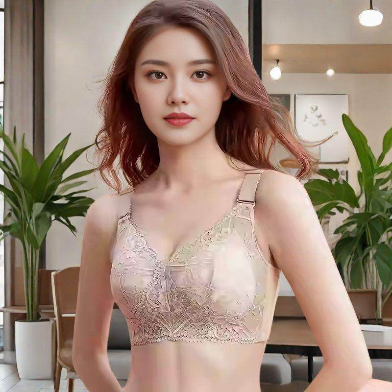 新款纯棉内衣女薄款大胸显小文胸